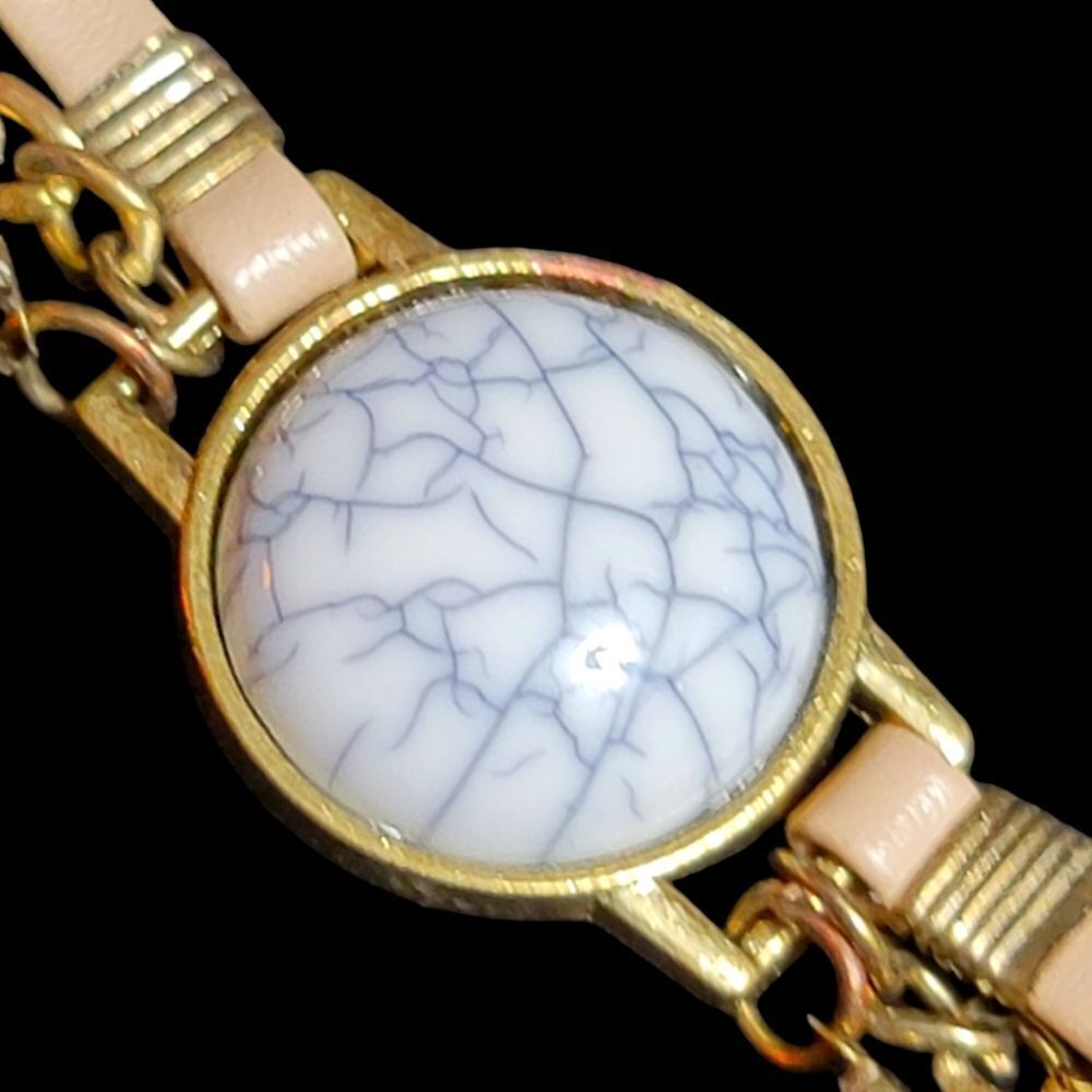 💍Goldtone Faux Leather Faux Stone Bracelet